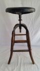 Small Antique Industrial,  Factory Stool,  Iron,  Wood,  Adjustable For Restoration 1900-1950 photo 2