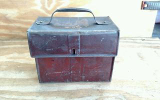 Antique Tin Coal Miner Lunch Box photo