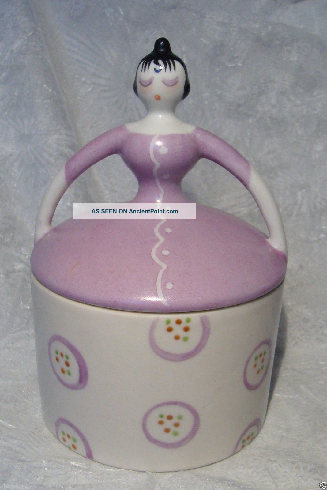 C1920 Fulper Porcelaines Figural Lady Trinket/powder Box/jar/pot Half Doll Re Art Deco photo