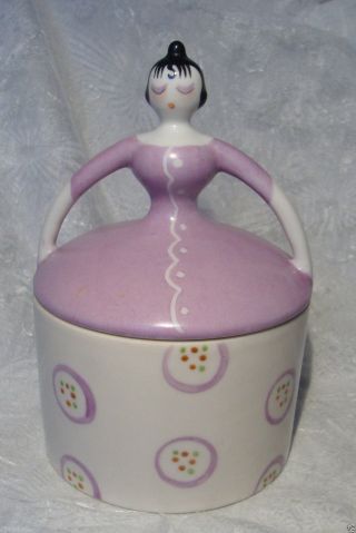 C1920 Fulper Porcelaines Figural Lady Trinket/powder Box/jar/pot Half Doll Re photo
