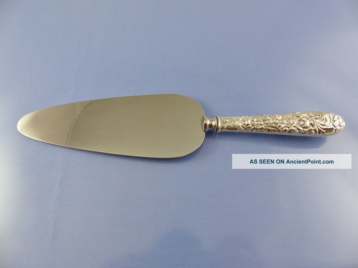 Rose No Shield Cake Pie Knife Server Hollow Handle By Kirk Stieff Sterling Flatware & Silverware photo