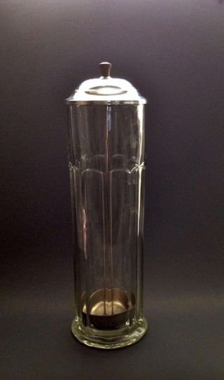 Antique Vintage Glass Soda Fountain Straw Holder Dispenser Bakelite Knob photo