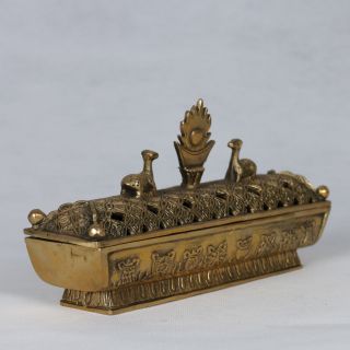 Chinese Vintage Brass Handwork Carved Incense Burners Csy345 photo