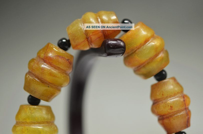 Collectible Chinese Old Jade Carved Bead Hand Woven Bracelet Fs43 Bracelets photo