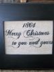 Fabric Merry Christmas Sign Framed In Wood Primitives photo 1