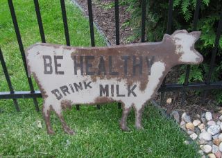 Large Brown Dairy Milk Cow Wall Sign Primitive/farmhouse French Country Decor photo