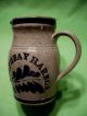 Vintage Stoneware Pitcher Crock W/ Deep Raised Relief Boothbay Harbor.  Saturated Crocks photo 1