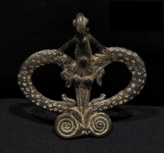 Fantastic Ancient Celtic Massive Bronze Snake Pendant photo