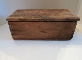 Primitive Antique/vintage Old Farm Wood Box With Lid Red Paint photo