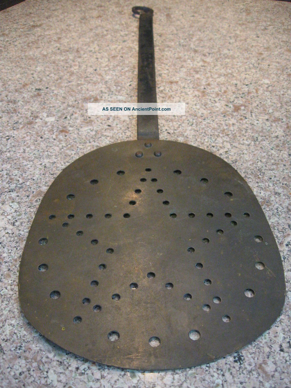 Antique Wrought Iron Brass Tool - Peel - Spatula - Country Kitchen Star Utensil Primitives photo