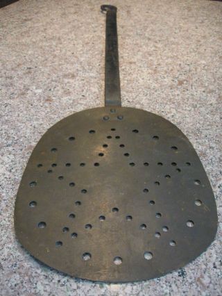 Antique Wrought Iron Brass Tool - Peel - Spatula - Country Kitchen Star Utensil photo