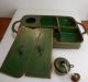 Antique Bronze Enamel Cloisonné Foo Dog Standish Finial Handles Desk Accessory Metalware photo 2