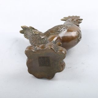 Chinese Brass Handwork Rooster Statue W Qianlong Mark Csy474 Pretty photo