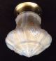 Antique 1920s Deco Hand Painted Blue Glass Shade With Flush Mount Fixture Chandeliers, Fixtures, Sconces photo 1