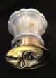 Antique 1920s Deco Hand Painted Blue Glass Shade With Flush Mount Fixture Chandeliers, Fixtures, Sconces photo 5