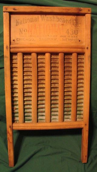 Antique National Washboard Co.  No.  430 Chicago,  Saginaw,  Memphis Brass Chief photo