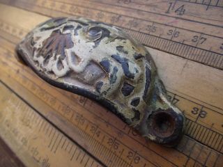 A Single Old Painted & Worn Victorian Cast Iron Cup Handle Knob Drawer Chest photo