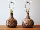 Mid Century Modern Danish Ceramic Fat Glaze Pair Table Lamp Mid-Century Modernism photo 3