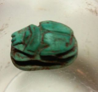 Antique Scarab Bead Faience Egypt 2000 Years Old photo