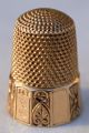 14k Yellow Gold Sewing Thimble - 1926 Christmas - 585 Size 10 Scenic - Really Thimbles photo 2