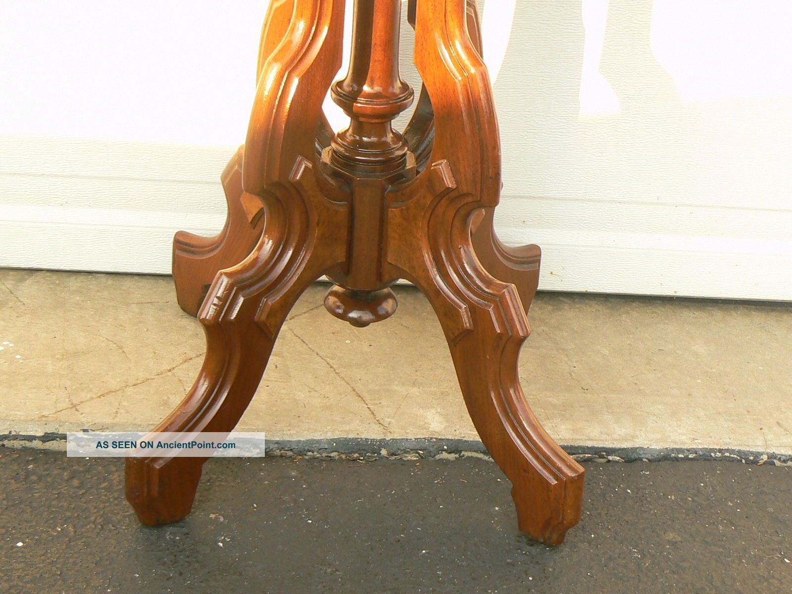 Eastlake Victorian Antique Walnut Marble Top Side Table (a) 1800-1899 photo