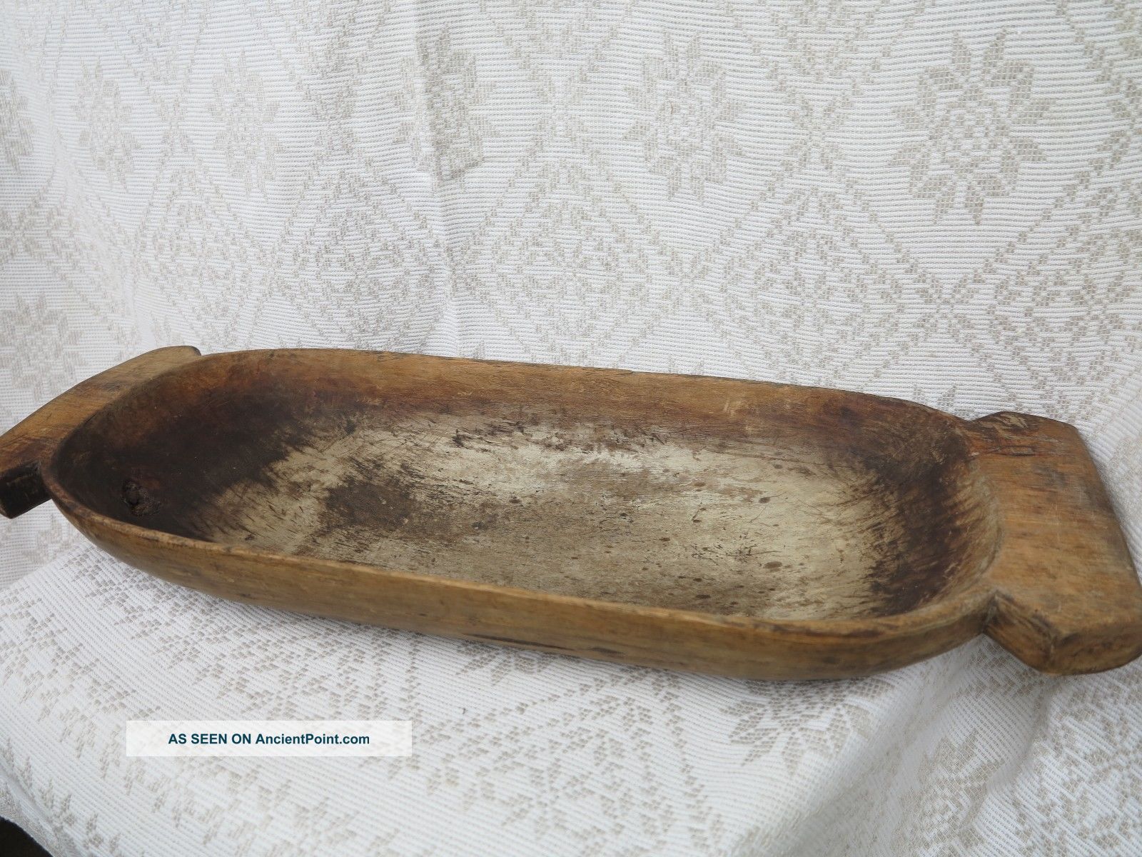 Antique Primitive Wooden Carved Trough Trencher Lithuania Europe Primitives photo