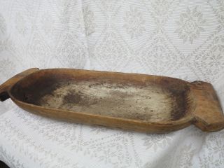 Antique Primitive Wooden Carved Trough Trencher Lithuania Europe photo