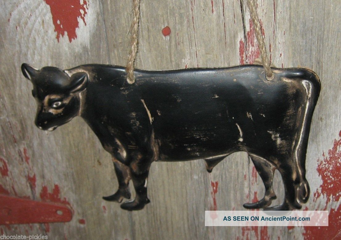 Black Cow Wall Sign Primitive French Country Farmhouse Kitchen Peg