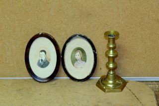 A 19th C Miniature Watercolor Portraits Of A Brother And Sister photo