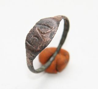 Ancient Old Viking Bronze Runic Ring (ocr65) photo
