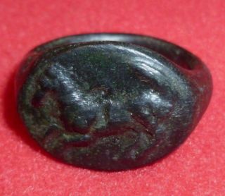 Unique Greek Ancient Artifact Horse Bronze Ring Circa 200 - 100 Bc - 3025 photo
