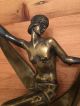 French Art Deco Silvered Bronze Sculpture Dancing Flapper Girl 1920s Metalware photo 1