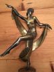 French Art Deco Silvered Bronze Sculpture Dancing Flapper Girl 1920s Metalware photo 3