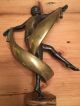 French Art Deco Silvered Bronze Sculpture Dancing Flapper Girl 1920s Metalware photo 6