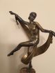 French Art Deco Silvered Bronze Sculpture Dancing Flapper Girl 1920s Metalware photo 7