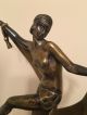 French Art Deco Silvered Bronze Sculpture Dancing Flapper Girl 1920s Metalware photo 8