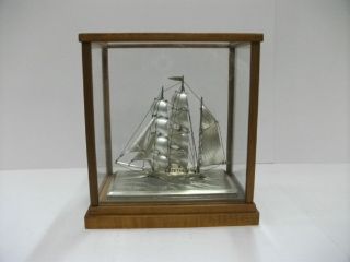 The Sailboat Of Silver Of The Most Wonderful Japan.  3masts.  A Japanese Antique. photo