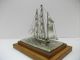 The Sailboat Of Silver Of The Most Wonderful Japan.  3masts.  A Japanese Antique. Other Antique Sterling Silver photo 4