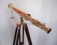 Designers Nautical Brass Telescope With Wooden Tripod - Decorative Marine Gift Telescopes photo 1
