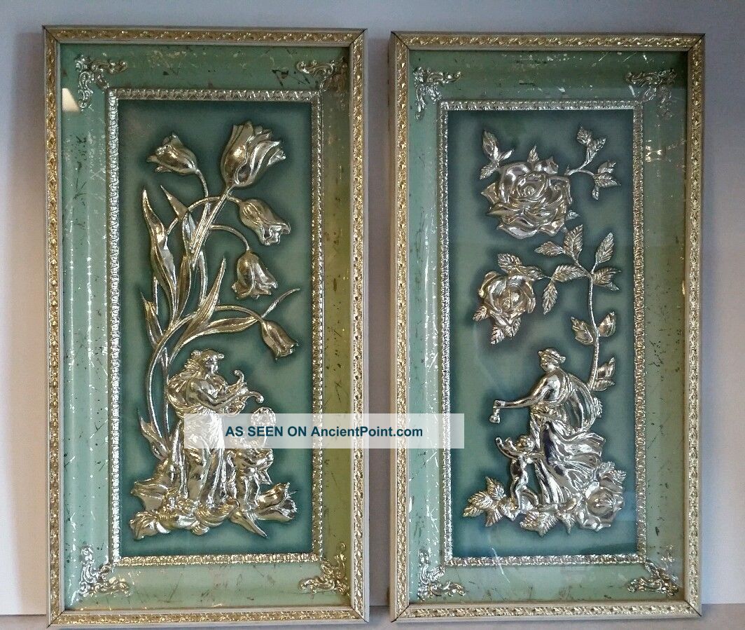 Metalcraft Four Seasons Shadow Box Wall Art ' Summer And Spring ' C1950 Mid-Century Modernism photo
