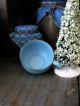 Tiny Early Antique Blue Enamelware Doll Cup With Bottle Brush Christmas Tree Primitives photo 2