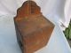 Antique Primitive Old Hand Painted Wooden Wall Hanging Clock Box Small Primitives photo 3