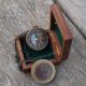 Compass Calendar Sundial Poem Vintage Nautical Pocket Brass Compass With Wod Box Compasses photo 2