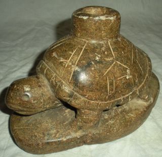 Pre1600 Hopewell Native American Indian Mound Builder Soapstone Turtle Pipe Vafo photo