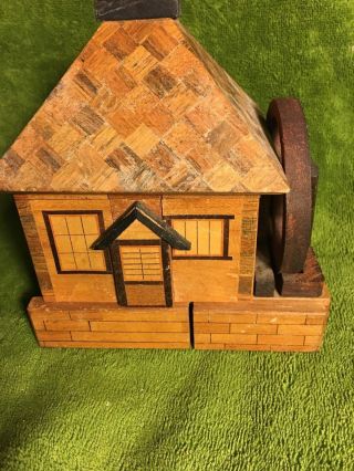 Antique Wood Gristmill House Bank With Hidden Key photo