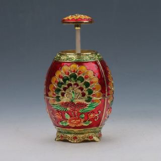 Chinese Exquisite Cloisonne Handwork Carved Peacock Toothpick Box G54 photo