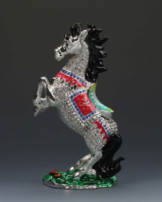 Chinese Cloisonne Hand - Carved Horse Statues G144 photo