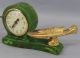 Antique Art Deco Green Bakelite Lanshire Electric Clock & Hydroplane Race Boat Clocks photo 5