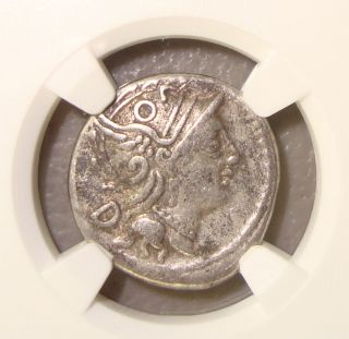 101 Bc C.  Fundanius Roma/general Ancient Roman Republic Silver Denarius Ngc Vf photo