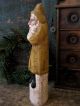 Large Papier Mache Belsnickle Santa Mustard Milk Paint Primitives photo 3